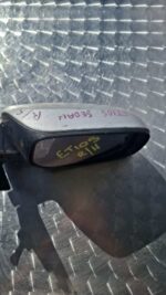 Right side car door mirror shown from the back on a plain white background, new condition.Right side car door