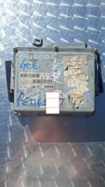 Front view of Peugeot 406 3L V6 engine control unit on white background, featured image.Front view of Peugeot