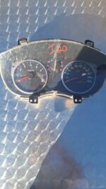 Front view of a car dashboard instrument cluster clearly showing speedometer and gauges.Front view of a car da