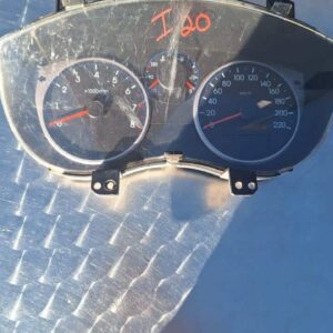 Front view of a car dashboard instrument cluster clearly showing speedometer and gauges.Front view of a car da