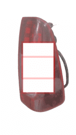 Right-side taillight assembly for Isuzu KB, angled view showing clear lens and mounting points.Right-side tail