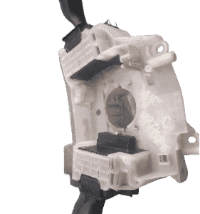 Main view of a black combination switch stalk for Mazda 3, shown from an angled side perspective.Main view of