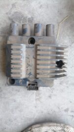 Coil spring viewed from side angle, showing full circular form for Opel Corsa suspension.Coil spring viewed fr