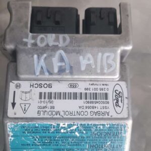 Front view of a compact black airbag module with wiring harness visible, featured as main image.Front view of