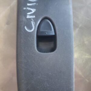 Front view of a black Honda Civic window switch panel with four buttons and a lock switch.Front view of a blac