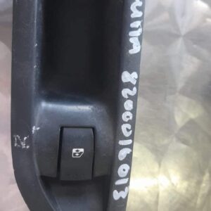 Front view of Renault Laguna car door window switch panel with four buttons and mirror control knob.Front view
