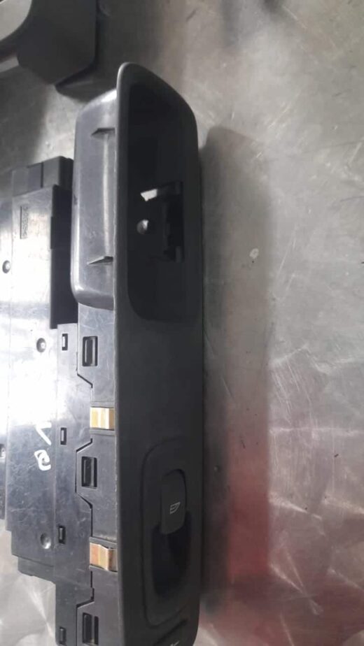 Volvo S80 Window Switch Front view of a black car window switch for Volvo S80 with four buttons and a lock button.Front view of a blac