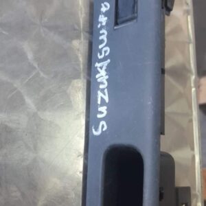 Close-up of a black car window switch panel angled slightly, showing control buttons on top.Close-up of a blac
