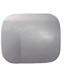 Fuel flap viewed from front angle on a white background, clean and intact condition.Fuel flap viewed from fron