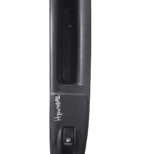 Front-facing view of a used Hyundai window switch with smooth control buttons, OEM part.Front-facing view of a