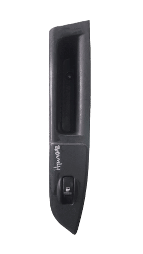 Hyundai Window Switch Front-facing view of a used Hyundai window switch with smooth control buttons, OEM part.Front-facing view of a