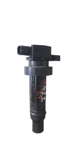 Hyundai I20 Ignition Coil Hyundai I20 ignition coil angled showing top and side connectors on plain background.Hyundai I20 ignition coil