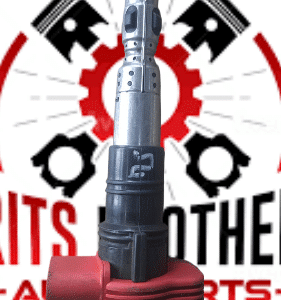 Front angle of a brand new ignition coil for Audi S4 4.2 V8 showing cylindrical black housing and metal connec