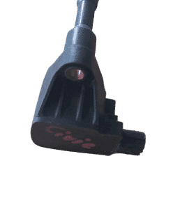 Front-facing view of a new ignition coil for Honda Civic displayed on a white background.Front-facing view of