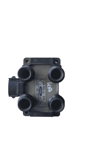 Ford Ka 1.3 Rocam Coil Pack Front view of a coil pack for Ford Ka 1.3 Rocam engine against a white background.Front view of a coil pack fo