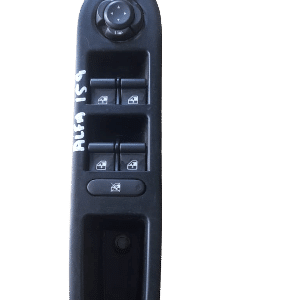 Front angle view of a new main window switch for Alfa 159 with buttons and wiring visible.Front angle view of