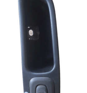Close-up of a front view Volvo car window switch in new condition on a white background.Close-up of a front vi