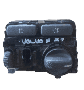Front view of a new Volvo S80 headlight switch with rotary knob and indicator settings visible.Front view of a