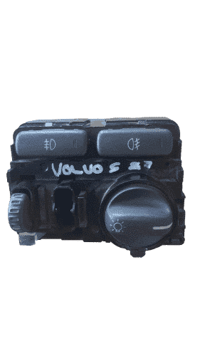 Volvo S80 Headlight Switch Front view of a new Volvo S80 headlight switch with rotary knob and indicator settings visible.Front view of a