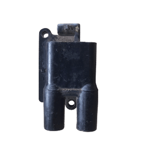 Used ignition coil for Hyundai Atos shown from side angle with mounting points and electrical connector visibl