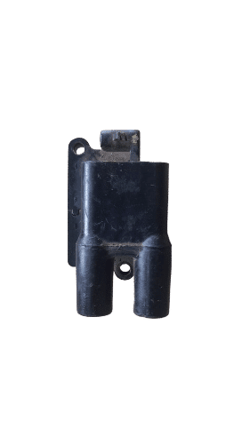 Hyundai Atos Ignition Coil Used ignition coil for Hyundai Atos shown from side angle with mounting points and electrical connector visibl