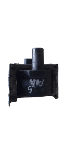 Vw Polo Ignition Coil Front angled view of a new VW Polo ignition coil with connector and rubber boot visible on a white background.