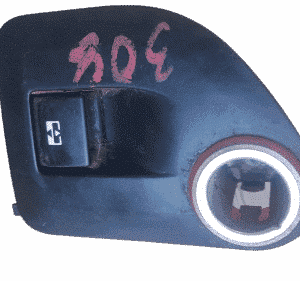 Front view of Peugeot 308 window switch for car doors, shown isolated on white background.Front view of Peugeo