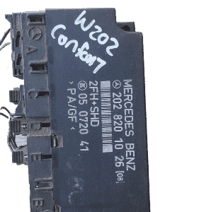 Front-facing view of a Mercedes W202 Comfort Control Module with part number 2028201026.Front-facing view of a