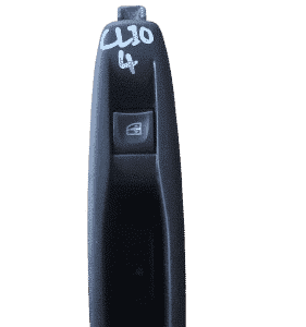 Front-facing Renault Clio 4 driver side window switch panel in black plastic, clean condition.Front-facing Ren