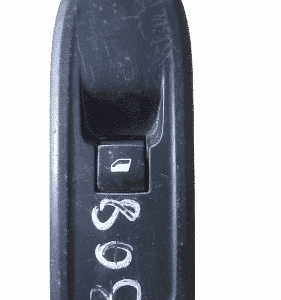 Front view of Peugeot 308 window switch panel for driver door, clean black finish, new condition.Front view of