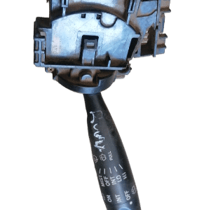 Front-facing view of a car combination switch stalk for Toyota Runx on a white background.Front-facing view of