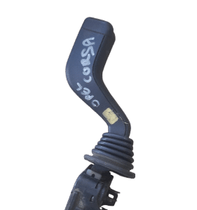 Front view of a used Opel Corsa combination switch stalk showing lever and connector side.Front view of a used