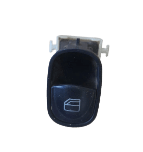 Front view of a black Mercedes C Class window switch assembly with four buttons and a textured wheel control.F