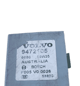 Central locking and alarm system module for Volvo S60 V70 S80, front angle view on white background.Central lo