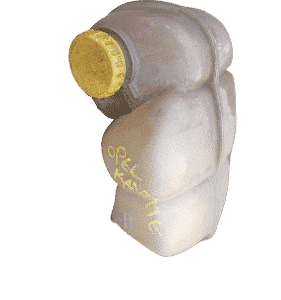 Front view of a clean 1995 Opel Kadette/Astra shaped water bottle with car grille design.Front view of a clean