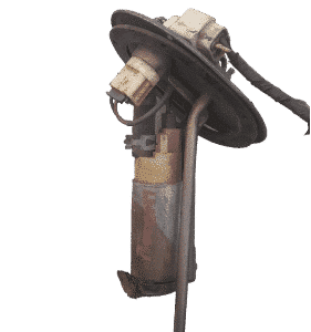 Front angled view of a clean fuel pump for a compact Hyundai model.Front angled view of a clean fuel pump for
