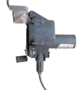 Front view of BMW E39 528 cruise control switch with black housing and buttons on a white backgroundFront view