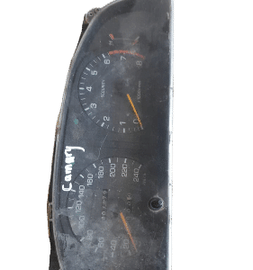 Front view of a Toyota Camry speedometer cluster, showing clear gauge faces and housing.Front view of a Toyota