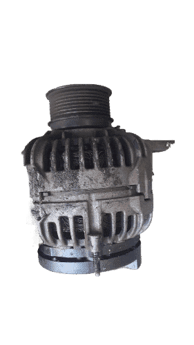 Alternator Front-angle view of a new OEM alternator showing pulley and mounting points.Front-angle view of a new OEM alte
