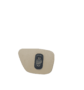 Front-angle view of a black Mercedes W210 E320 driver's window switch panel for auto interior use.Front-angle