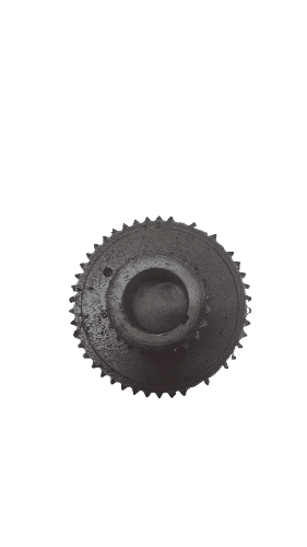 Mercedes C180 271 Cam Sprocket Close-up of a clean, new cam sprocket positioned upright showing gear teeth and mounting holes.Close-up of a c