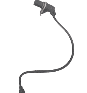 Close-up of BMW E39 525i crankshaft position sensor from front angle on plain white background.Close-up of BMW