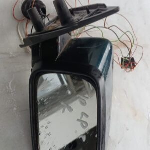 Right side exterior door mirror for BMW E39 525i, shown angled with black housing.Right side exterior door mir