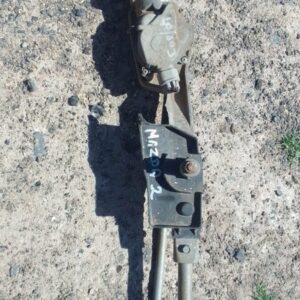 Front view of a used Mazda 2 windshield wiper motor showing mounting points and electrical connector.Front vie
