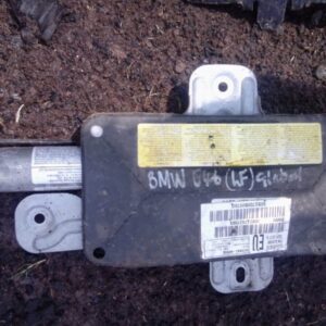 Left front door airbag for BMW E46, shown installed inside door panel, used condition.Left front door airbag f