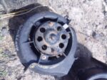 Used blower fan for Vauxhall, angled front view showing blades and mounting bracket.Used blower fan for Vauxha