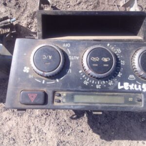 Front view of used Lexus IS250 climate control panel with buttons and display screen.Front view of used Lexus