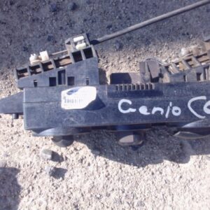Front three-quarter view of used Mahindra Genio climate control unit showing buttons and vents.Front three-qua