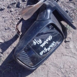 Right side exterior mirror for Volvo S40 viewed front-on, used condition.Right side exterior mirror for Volvo