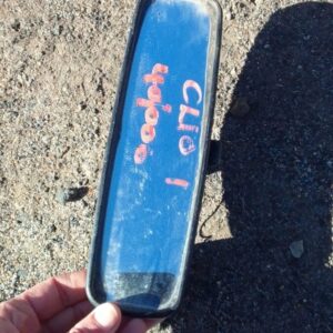 Rear view mirror for Renault Clio 1, shown from the front, used condition.Rear view mirror for Renault Clio 1,